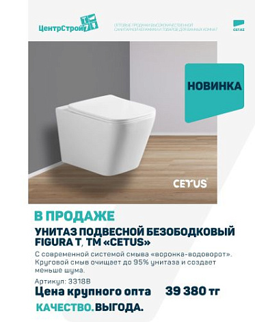 Хит для ванной комнаты — унитаз подвесной безободковый CETUS 3318B